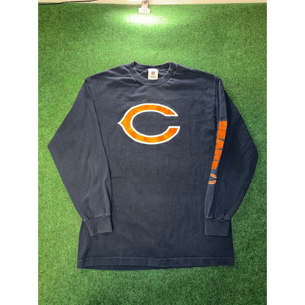NFL Team Apparel Chicago Bears Long Sleeve T-Shirt Mens Large Navy Blue Logo